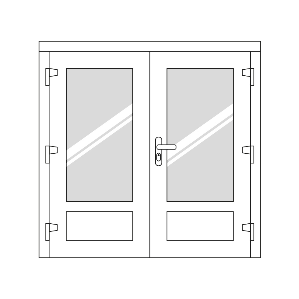 Dubbele deur met glas en onderpaneel